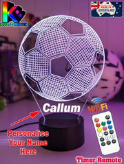 Soccer Ball Football Personalised Name 3D LED Night Light Lamp - KustomboxNight Lights & Ambient LightingKustomboxStandard Size