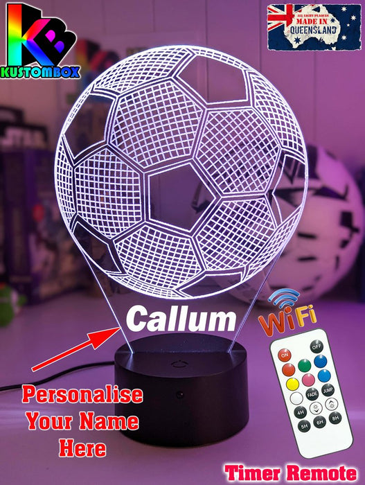 Soccer Ball Football Personalised Name 3D LED Night Light Lamp - KustomboxNight Lights & Ambient LightingKustomboxStandard Size