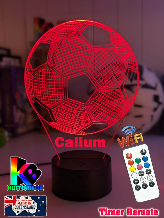 Soccer Ball Football Personalised Name 3D LED Night Light Lamp - KustomboxNight Lights & Ambient LightingKustomboxStandard Size