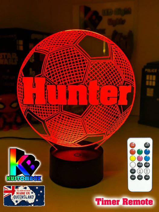 Soccer Ball Football Personalised Name 3d Led Night Light Lamp - KustomboxNight Lights & Ambient LightingKustomboxStandard Size