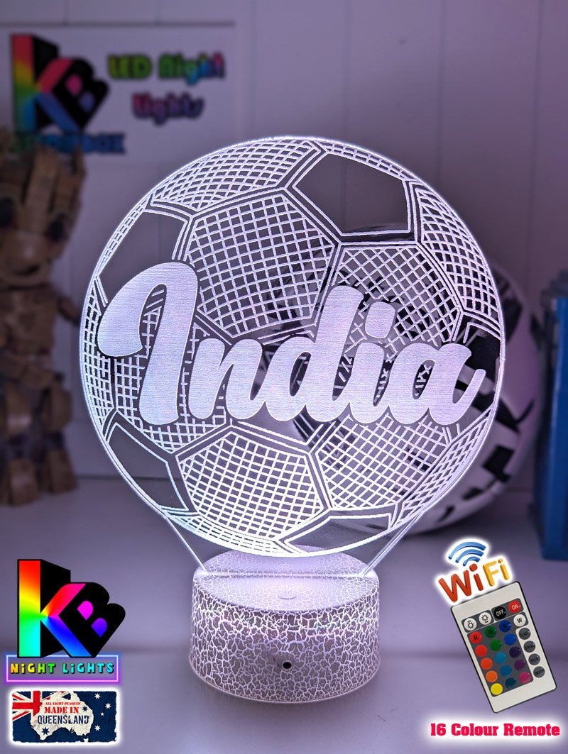 Soccer Ball Football Personalised Name 3d Led Night Light Lamp - KustomboxNight Lights & Ambient LightingKustomboxStandard Size