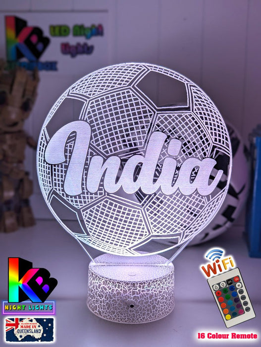 Soccer Ball Football Personalised Name 3d Led Night Light Lamp - KustomboxNight Lights & Ambient LightingKustomboxStandard Size
