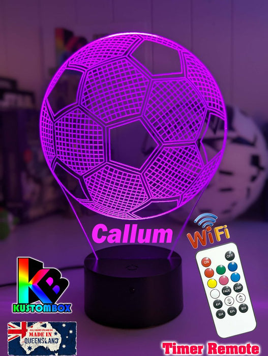 Soccer Ball Football Personalised Name 3D LED Night Light Lamp - KustomboxNight Lights & Ambient LightingKustomboxStandard Size