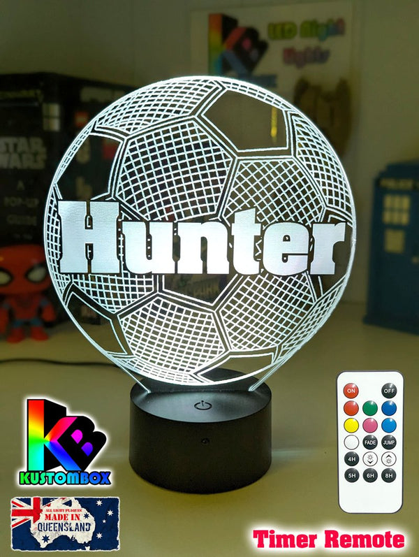Soccer Ball Football Personalised Name 3d Led Night Light Lamp - KustomboxNight Lights & Ambient LightingKustomboxStandard Size