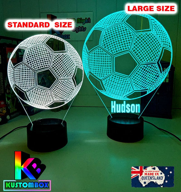 Soccer Ball Football Personalised Name 3D LED Night Light Lamp - KustomboxNight Lights & Ambient LightingKustomboxStandard Size