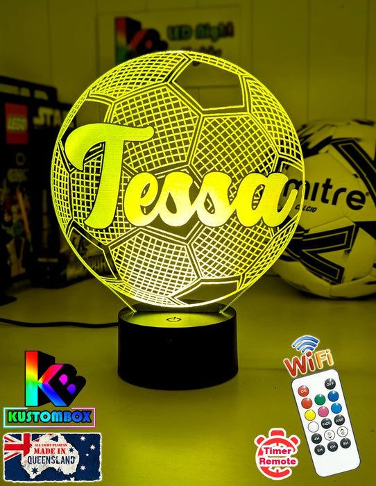 Soccer Ball Football Personalised Name 3d Led Night Light Lamp - KustomboxNight Lights & Ambient LightingKustomboxStandard Size