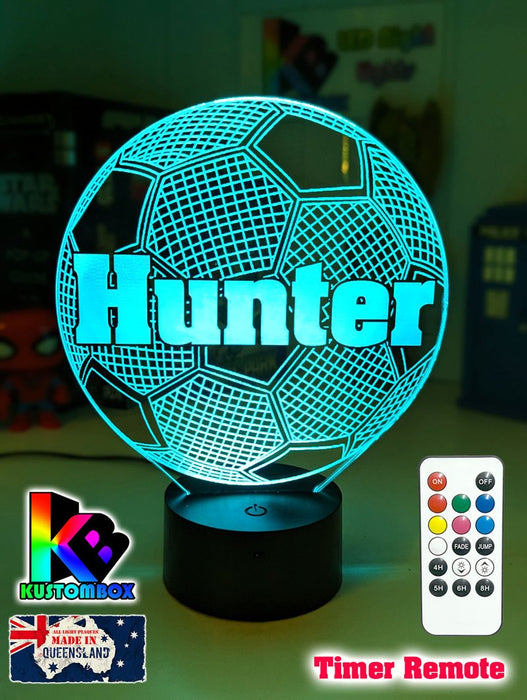 Soccer Ball Football Personalised Name 3d Led Night Light Lamp - KustomboxNight Lights & Ambient LightingKustomboxStandard Size