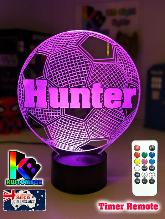 Soccer Ball Football Personalised Name 3d Led Night Light Lamp - KustomboxNight Lights & Ambient LightingKustomboxStandard Size