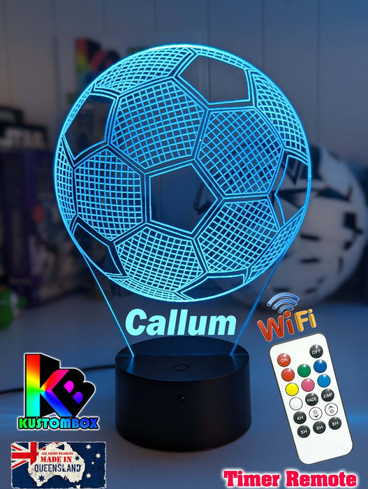 Soccer Ball Football Personalised Name 3D LED Night Light Lamp - KustomboxNight Lights & Ambient LightingKustomboxStandard Size