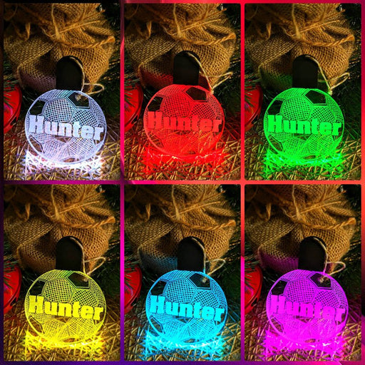 Soccer Ball Personalised Name Christmas Bauble Decoration 3D LED Light - KustomboxNight Lights & Ambient LightingKustomboxBauble - Standard
