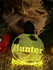 Soccer Ball Personalised Name Christmas Bauble Decoration 3D LED Light - KustomboxNight Lights & Ambient LightingKustomboxBauble - Standard