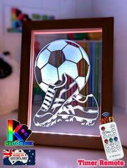 Soccer Foot Ball Player Personalised Name Timber Frame USB 3D LED Night Light Lamp - KustomboxNight Lights & Ambient LightingKustomboxTimber Frame Light - $34.99