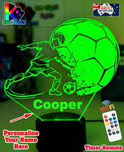 Soccer Football Player Personalised Name 3D LED NIGHT LIGHT USB 7 COLOUR REMOTE - KustomboxNight Lights & Ambient LightingKustomboxStandard Size