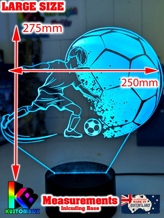 Soccer Football Player Personalised Name 3D LED NIGHT LIGHT USB 7 COLOUR REMOTE - KustomboxNight Lights & Ambient LightingKustomboxStandard Size