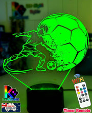 Soccer Football Player Personalised Name 3D LED NIGHT LIGHT USB 7 COLOUR REMOTE - KustomboxNight Lights & Ambient LightingKustomboxStandard Size