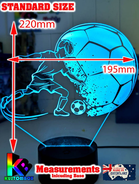 Soccer Football Player Personalised Name 3D LED NIGHT LIGHT USB 7 COLOUR REMOTE - KustomboxNight Lights & Ambient LightingKustomboxStandard Size