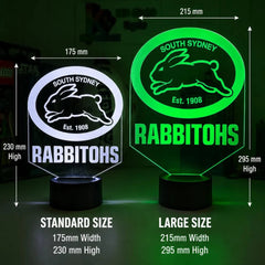 South Sydney Rabbitohs Personalised 3D LED Night Light Lamp - KustomboxNight Lights & Ambient LightingKustomboxStandard SizeBlack 16 Colours + Remote