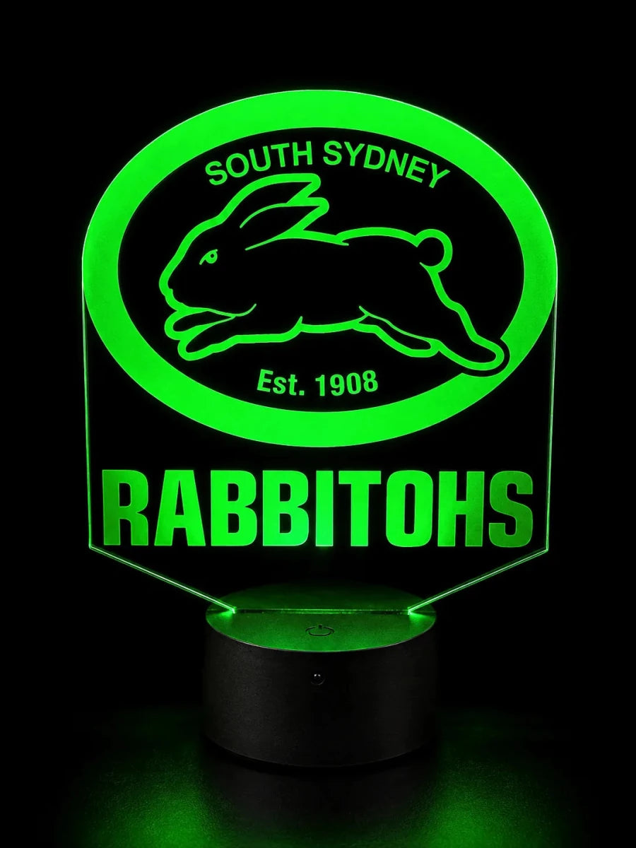 South Sydney Rabbitohs Personalised 3D LED Night Light Lamp - KustomboxNight Lights & Ambient LightingKustomboxStandard SizeBlack 16 Colours + Remote