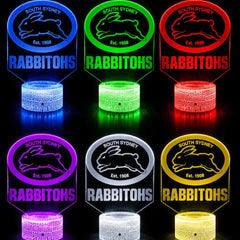 South Sydney Rabbitohs Personalised 3D LED Night Light Lamp - KustomboxNight Lights & Ambient LightingKustomboxStandard SizeBlack 16 Colours + Remote