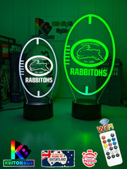 Personalised South Sydney Rabbitohs 3D LED night light glowing in 7 colours, perfect for kids or man caves