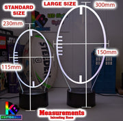 Custom South Sydney Rabbitohs LED lamp with 7-colour glow, perfect NRL-themed gift, measurement chart