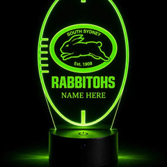 South Sydney Rabbitohs Rugby League Personalised 3D LED Night Light Lamp - KustomboxNight Lights & Ambient LightingKustomboxStandard SizeBlack 16 Colours + Remote