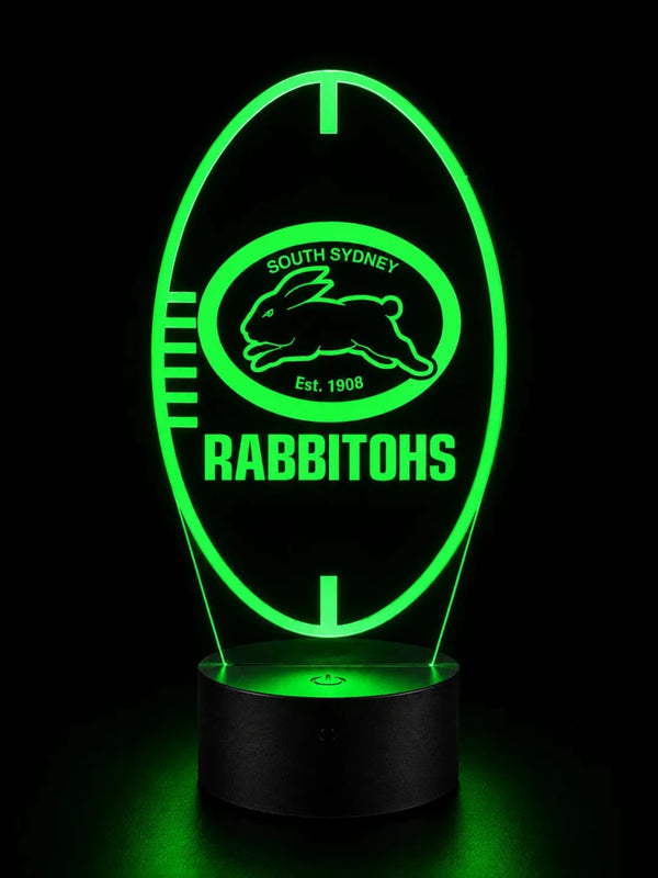 South Sydney Rabbitohs Rugby League Personalised 3D LED Night Light Lamp - KustomboxNight Lights & Ambient LightingKustomboxStandard SizeBlack 16 Colours + Remote