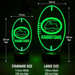 South Sydney Rabbitohs Rugby League Personalised 3D LED Night Light Lamp - KustomboxNight Lights & Ambient LightingKustomboxStandard SizeBlack 16 Colours + Remote