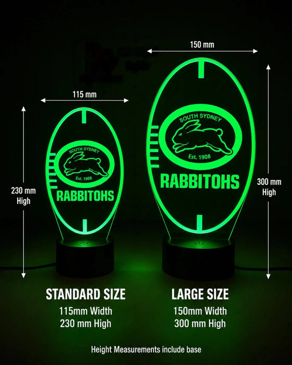South Sydney Rabbitohs Rugby League Personalised 3D LED Night Light Lamp - KustomboxNight Lights & Ambient LightingKustomboxStandard SizeBlack 16 Colours + Remote