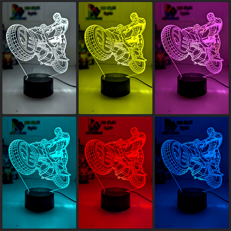 Spiderman Amazing Motorbike 3d Led Night Light Lamp - KustomboxNight Lights & Ambient LightingKustomboxStandard Size - No Name