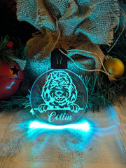 Spoodle Cockapoo Dog Personalised Name Christmas Light Bauble Decoration - KustomboxNight Lights & Ambient LightingKustomboxBauble - Standard Size