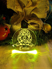 Spoodle Cockapoo Dog Personalised Name Christmas Light Bauble Decoration - KustomboxNight Lights & Ambient LightingKustomboxBauble - Standard Size