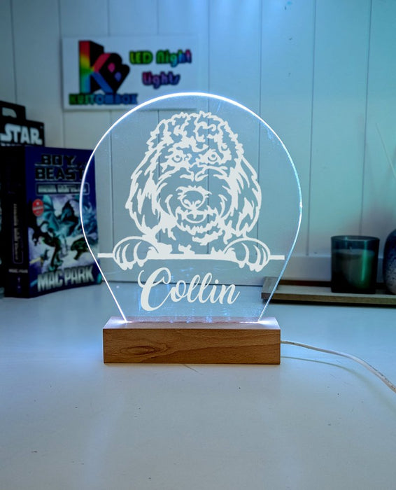 Spoodle Cockapoo Pet Personalised Name 3D LED Room Light Decor - KustomboxNight Lights & Ambient LightingKustomboxStandard Size
