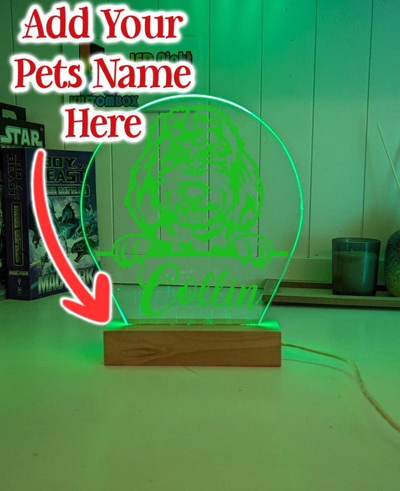 Spoodle Cockapoo Pet Personalised Name 3D LED Room Light Decor - KustomboxNight Lights & Ambient LightingKustomboxStandard Size