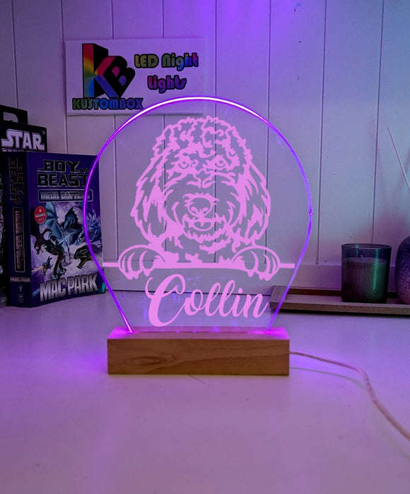 Spoodle Cockapoo Pet Personalised Name 3D LED Room Light Decor - KustomboxNight Lights & Ambient LightingKustomboxStandard Size