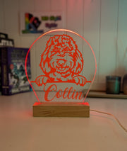 Spoodle Cockapoo Pet Personalised Name 3D LED Room Light Decor - KustomboxNight Lights & Ambient LightingKustomboxStandard Size