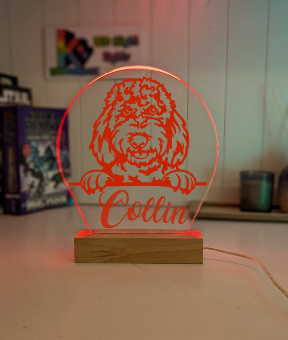 Spoodle Cockapoo Pet Personalised Name 3D LED Room Light Decor - KustomboxNight Lights & Ambient LightingKustomboxStandard Size