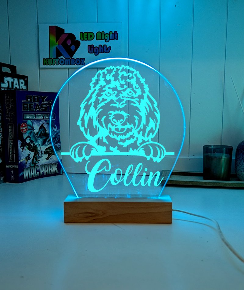 Spoodle Cockapoo Pet Personalised Name 3D LED Room Light Decor - KustomboxNight Lights & Ambient LightingKustomboxStandard Size