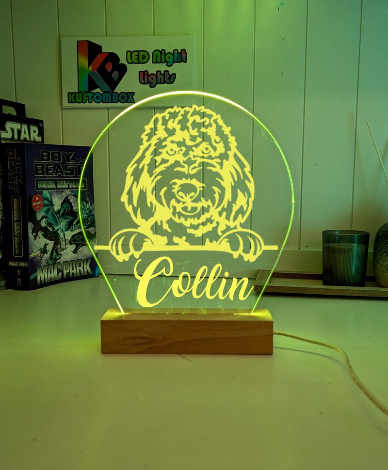 Spoodle Cockapoo Pet Personalised Name 3D LED Room Light Decor - KustomboxNight Lights & Ambient LightingKustomboxStandard Size