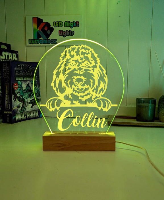 Spoodle Cockapoo Pet Personalised Name 3D LED Room Light Decor - KustomboxNight Lights & Ambient LightingKustomboxStandard Size