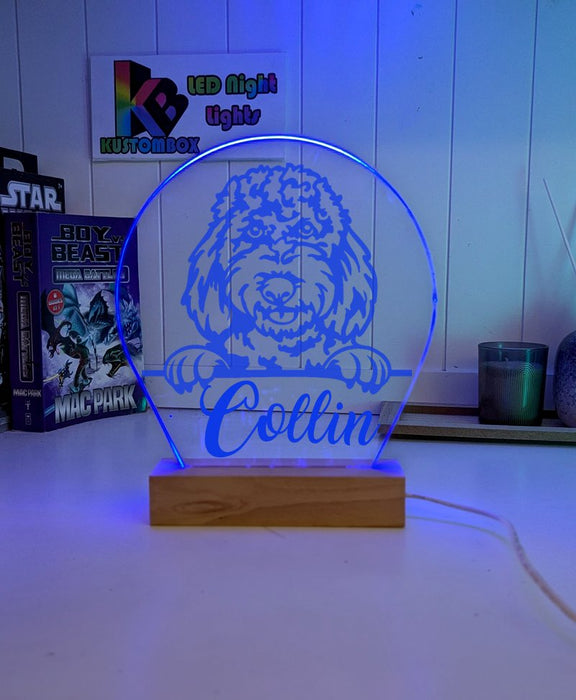 Spoodle Cockapoo Pet Personalised Name 3D LED Room Light Decor - KustomboxNight Lights & Ambient LightingKustomboxStandard Size