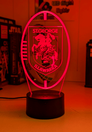 St George Illawarra Dragons Personalised Ball Shaped 3D LED Night Light Name Lamp - KustomboxNight Lights & Ambient LightingKustomboxStandard Size