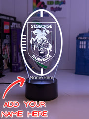 Personalised St George Illawarra Dragons3D LED night light glowing in 16 colours, perfect for kids or man caves. ball shape lamp