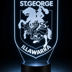 St George Illawarra Dragons Rugby League Personalised 3D LED Night Light Lamp - KustomboxNight Lights & Ambient LightingKustomboxStandard SizeBlack 16 Colours + Remote