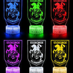 St George Illawarra Dragons Rugby League Personalised 3D LED Night Light Lamp - KustomboxNight Lights & Ambient LightingKustomboxStandard SizeBlack 16 Colours + Remote