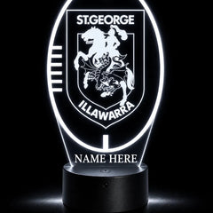St George Illawarra Dragons Rugby League Personalised 3D LED Night Light Lamp - KustomboxNight Lights & Ambient LightingKustomboxStandard SizeBlack 16 Colours + Remote