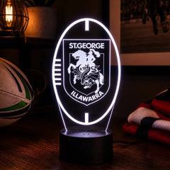 St George Illawarra Dragons Rugby League Personalised 3D LED Night Light Lamp - KustomboxNight Lights & Ambient LightingKustomboxStandard SizeBlack 16 Colours + Remote