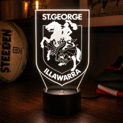 St George Illawarra Dragons Rugby League Personalised 3D LED Night Light Lamp - KustomboxNight Lights & Ambient LightingKustomboxStandard SizeBlack 16 Colours + Remote