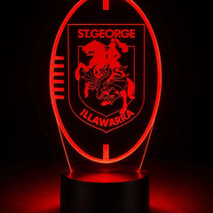 St George Illawarra Dragons Rugby League Personalised 3D LED Night Light Lamp - KustomboxNight Lights & Ambient LightingKustomboxStandard SizeBlack 16 Colours + Remote
