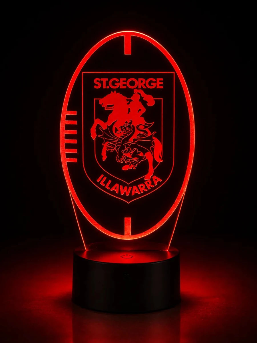 St George Illawarra Dragons Rugby League Personalised 3D LED Night Light Lamp - KustomboxNight Lights & Ambient LightingKustomboxStandard SizeBlack 16 Colours + Remote